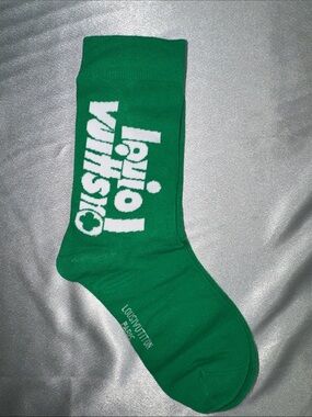 Louis Vuitton Green and White Logo Crew Sock🔥New!